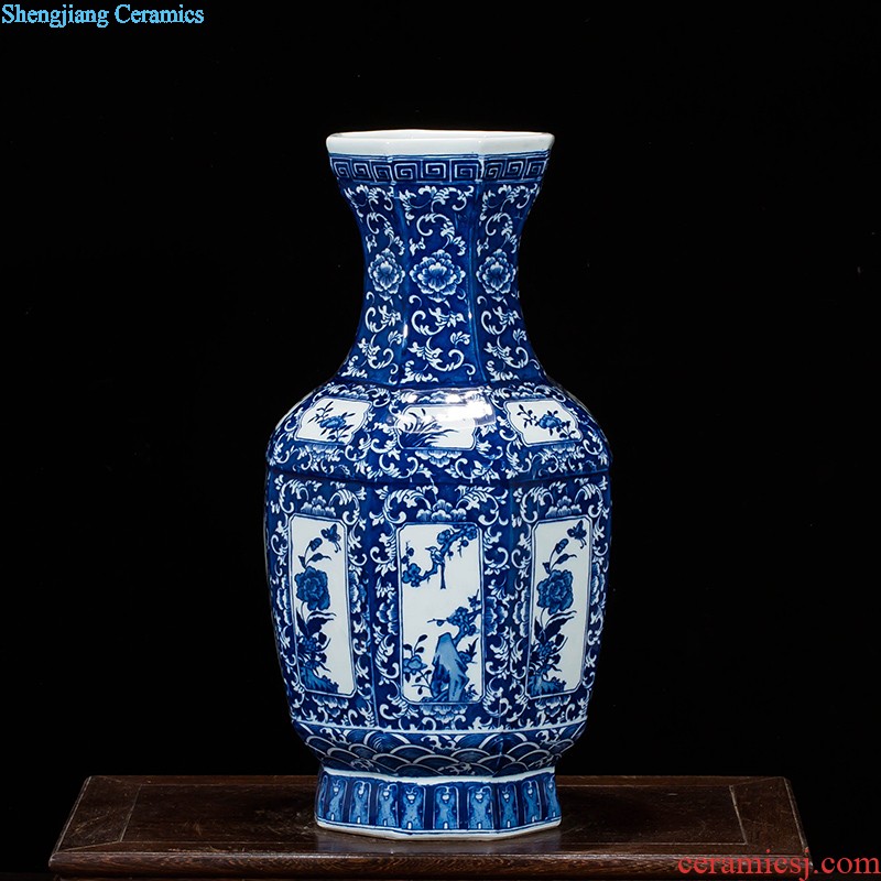 Jingdezhen ceramics vase antique blue-and-white large flower arranging new porch sitting room of Chinese style household act the role ofing is tasted furnishing articles