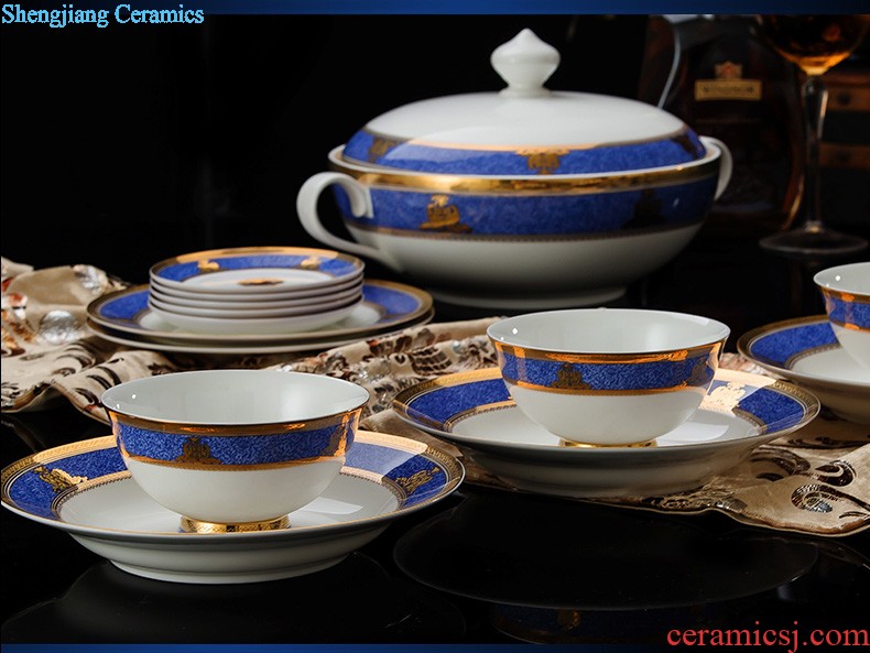 Phnom penh jingdezhen blue and white dishes suit nine domain 56 head Korean classical household daily-used porcelain tableware ceramics