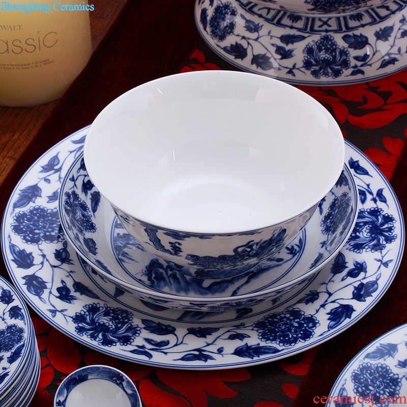 Dishes suit nine domain of jingdezhen ceramic 78 skull porcelain Chinese blue and white porcelain tableware exquisite dishes dish suits