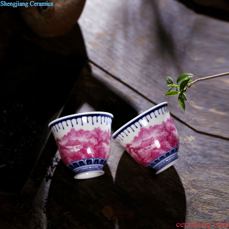 Kung fu tea cup Master sample tea cup cup of jingdezhen blue and white color bucket antique hand-painted ceramics make tea cup