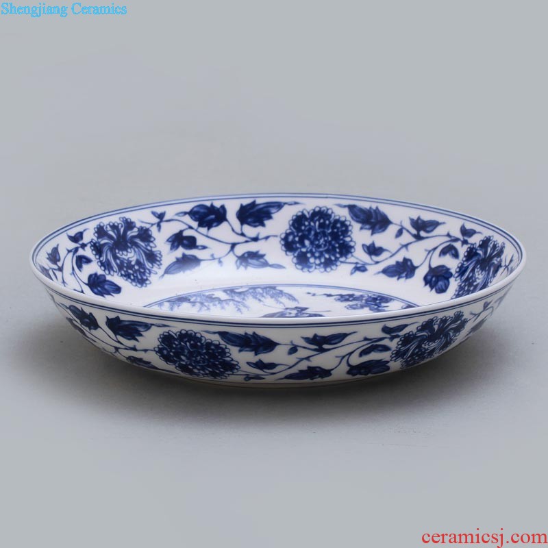 Blue and white porcelain rice dish plate bone porcelain plate nine domain jingdezhen bone plate Chinese soup plate plate 8 inches