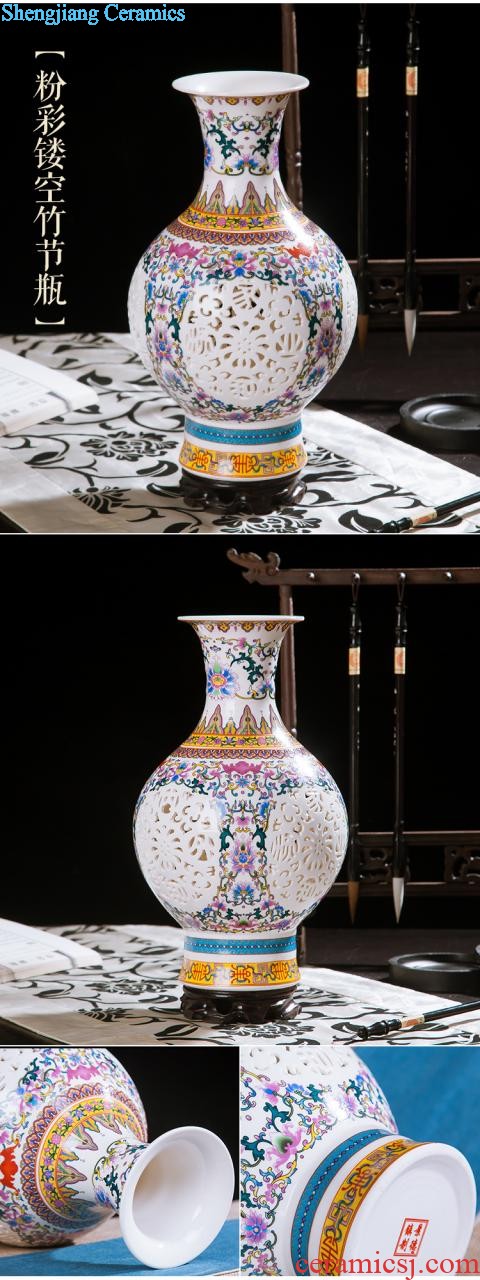 Jingdezhen ceramic knife clay hand-painted vases, flower arranging Chinese style household living room TV cabinet decoration handicraft furnishing articles