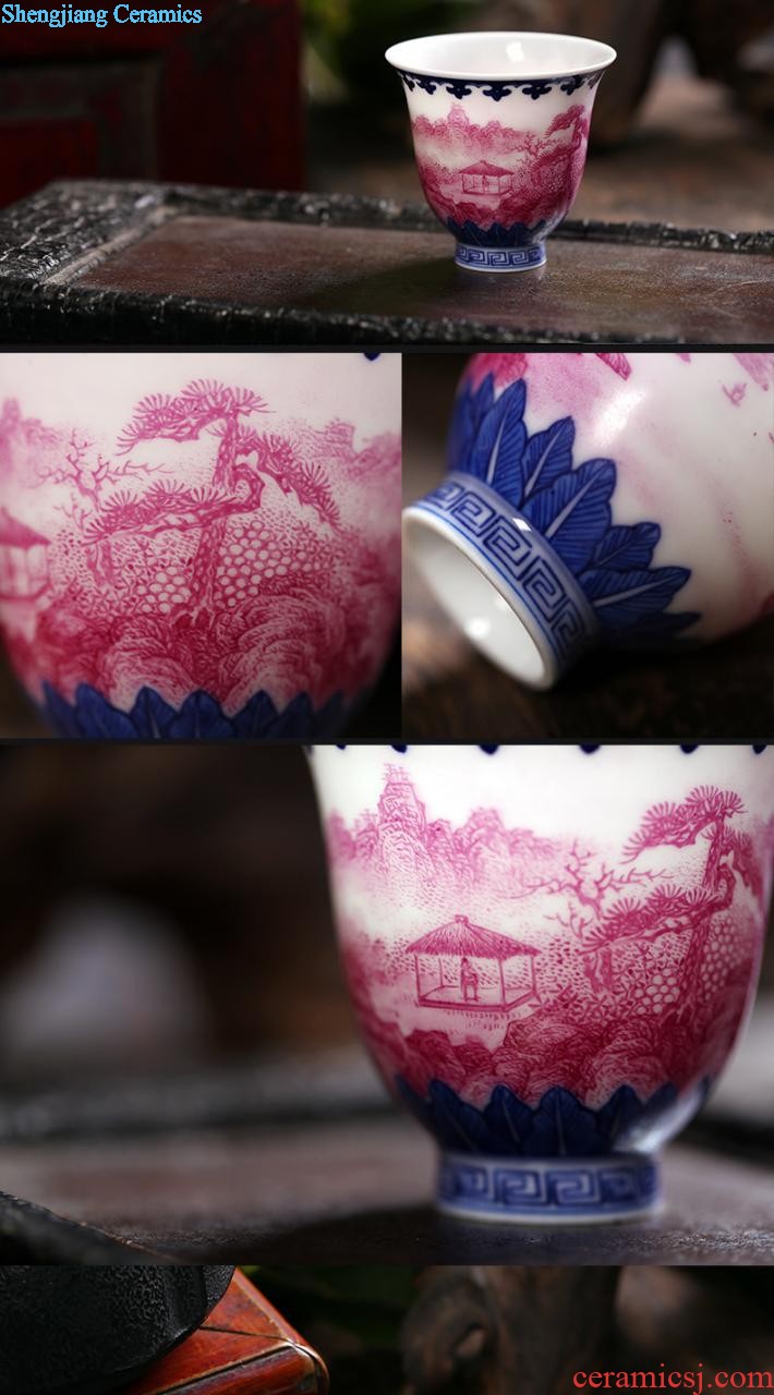 Master kung fu tea cup single cup sample tea cup blue agate hong shan ju cup hand-painted ceramic cup tea cup