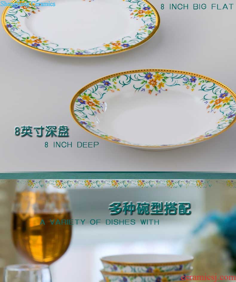 Nine domain 56 head green bone China jingdezhen porcelain tableware suit south Korean dish dish pot microwave oven