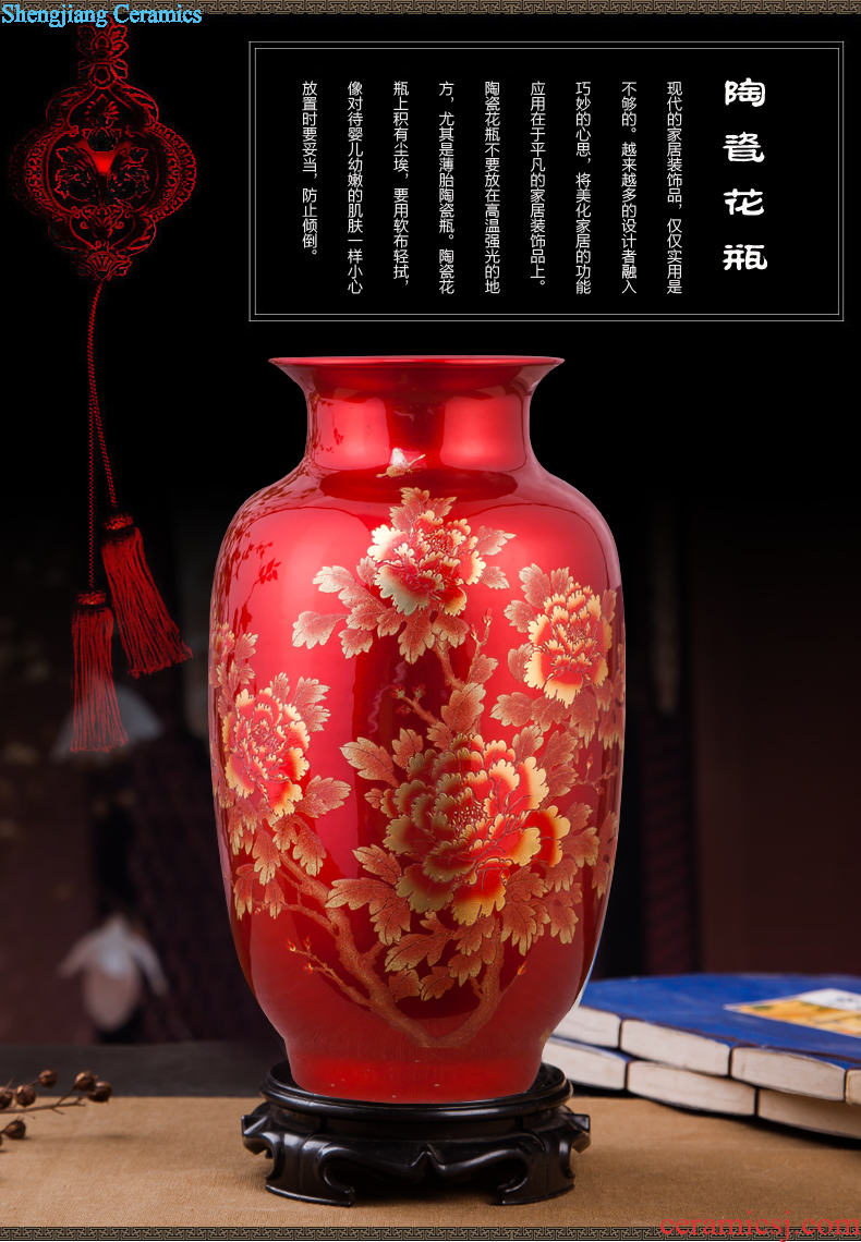 Archaize of jingdezhen ceramics kiln open yellow vase modern classical household adornment handicraft furnishing articles