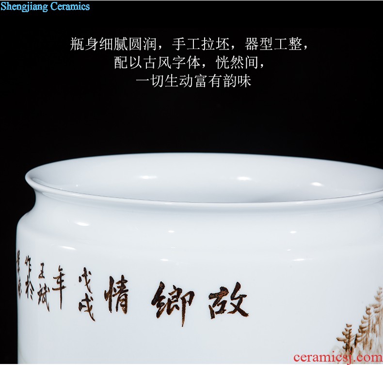 Jingdezhen ceramics by hand carve shadow dragon totem big vase villa home decoration collection furnishing articles