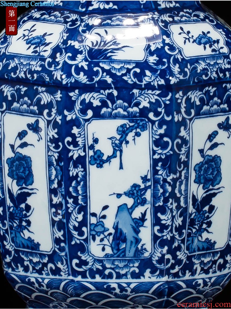 Jingdezhen ceramics vase antique blue-and-white large flower arranging new porch sitting room of Chinese style household act the role ofing is tasted furnishing articles