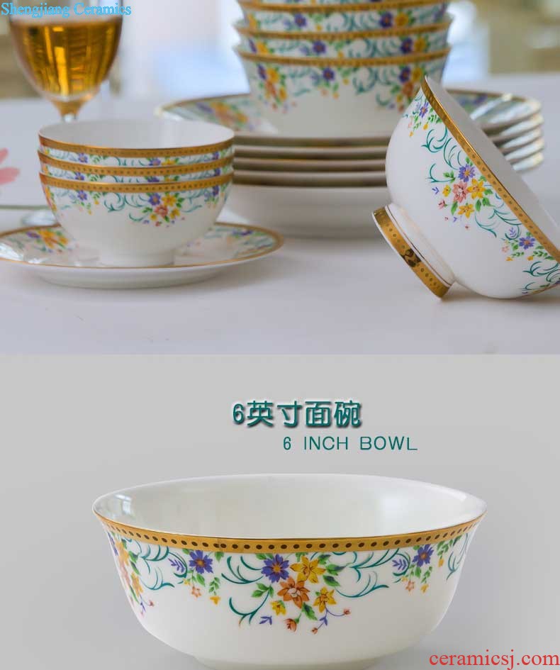 Nine domain 56 head green bone China jingdezhen porcelain tableware suit south Korean dish dish pot microwave oven