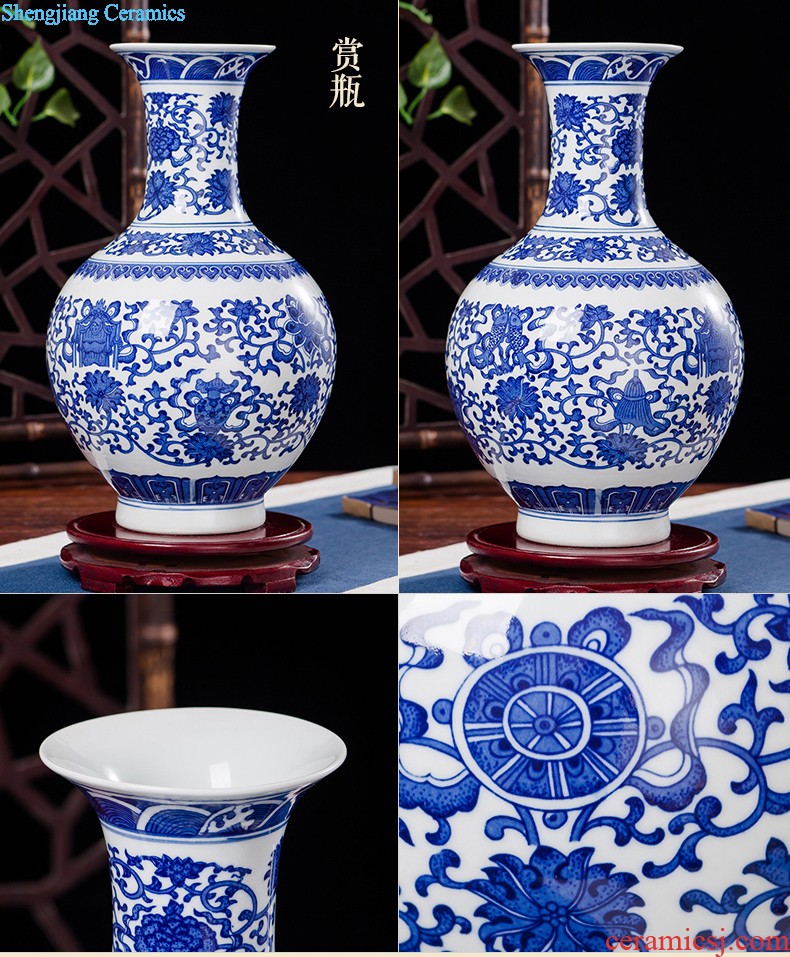 Jingdezhen chinaware lotus of blue and white porcelain vase decoration modern household act the role ofing is tasted crafts ambry furnishing articles