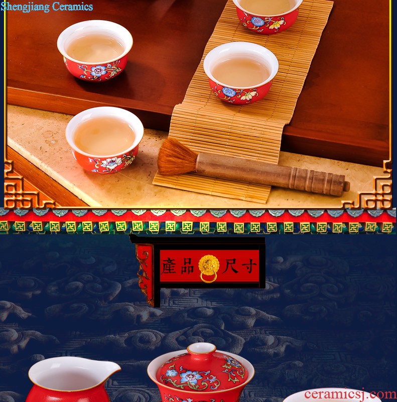 Jingdezhen ceramic nine domain of 10 tea set High-grade hand-painted tureen kung fu of a complete set of creative fragrance-smelling cup