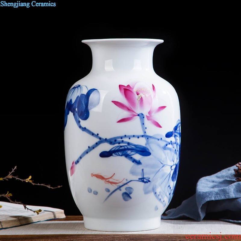 Contracted and contemporary jingdezhen ceramics vase carve shadow green rich ancient frame wine sitting room adornment home furnishing articles