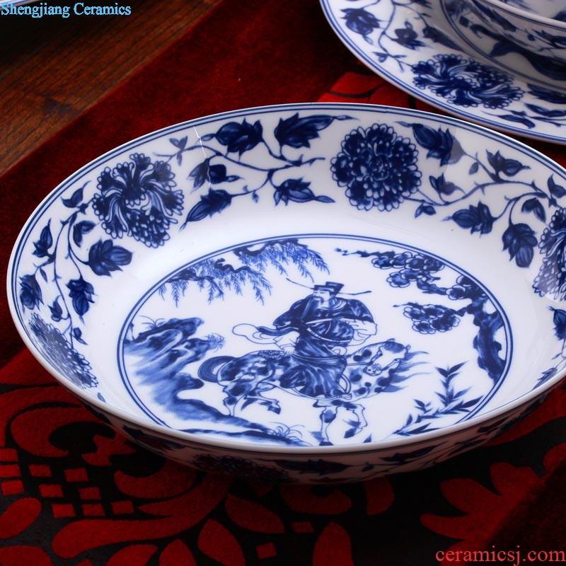 Blue and white porcelain rice dish plate bone porcelain plate nine domain jingdezhen bone plate Chinese soup plate plate 8 inches