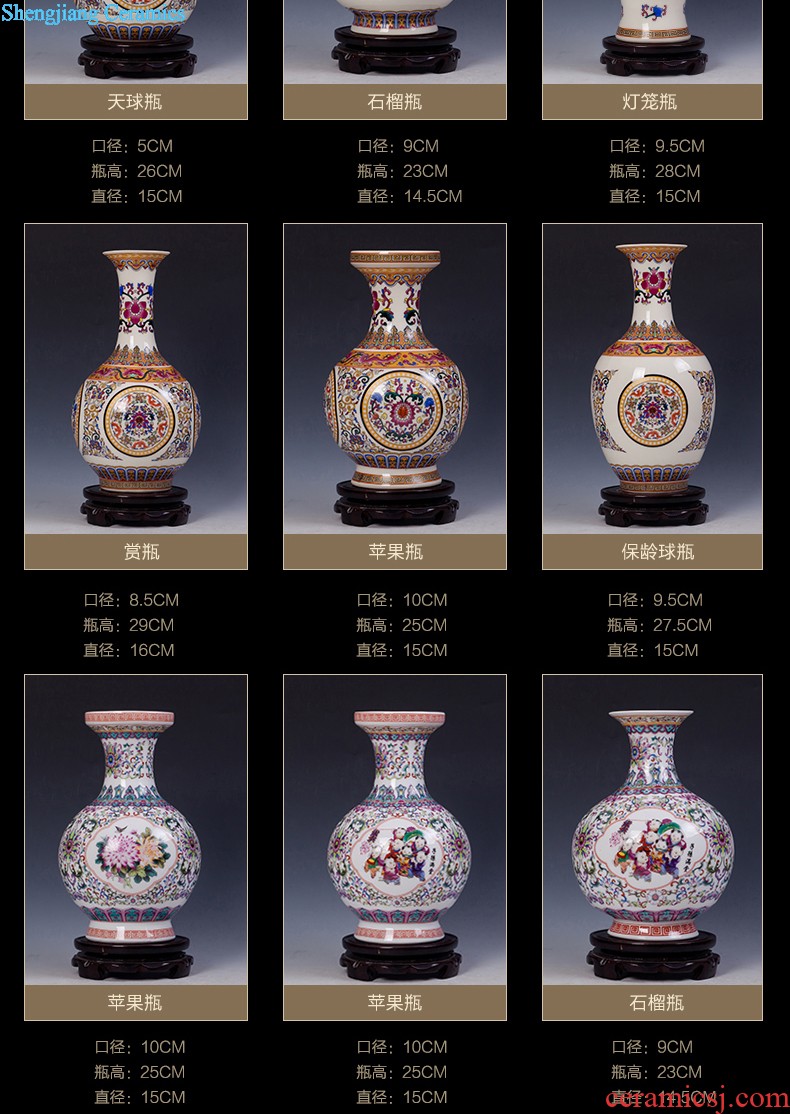 JingLongXuan jingdezhen ceramics Colored enamel vase Modern household adornment handicraft furnishing articles in the living room