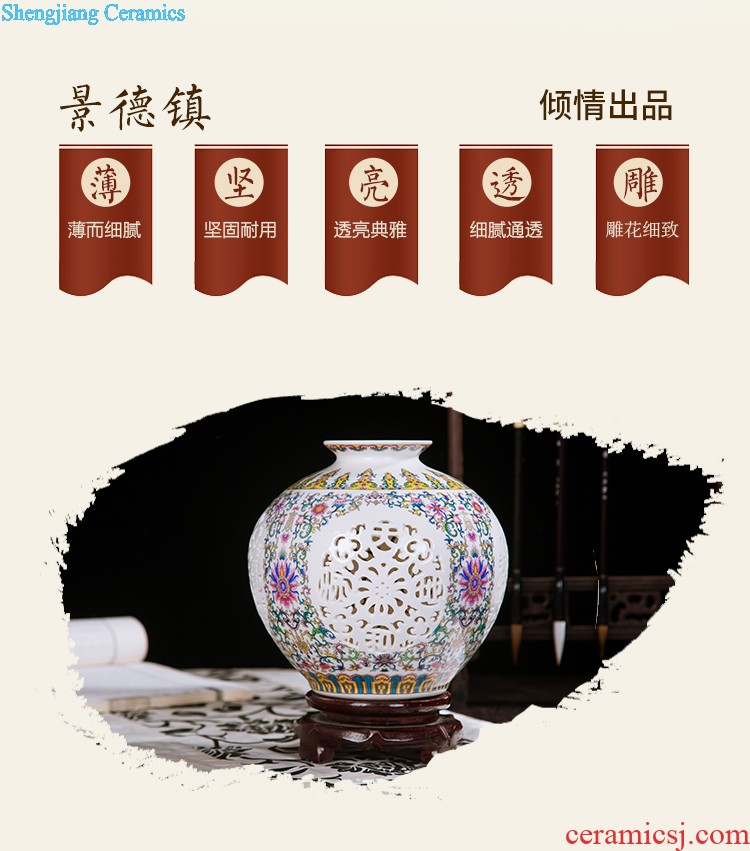 Jingdezhen ceramic knife clay hand-painted vases, flower arranging Chinese style household living room TV cabinet decoration handicraft furnishing articles