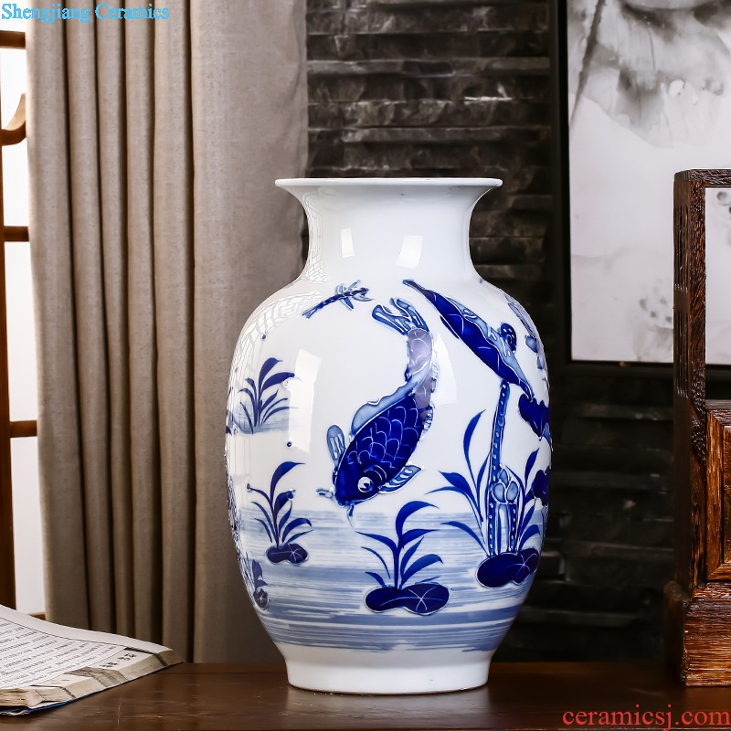 Jingdezhen ceramics hand-painted vases MeiHe double flower arranging clearer Chinese style home sitting room adornment is placed a gift