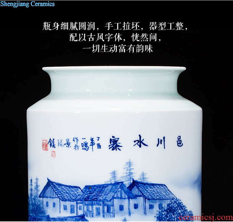 Jingdezhen ceramics vase antique blue-and-white large flower arranging new porch sitting room of Chinese style household act the role ofing is tasted furnishing articles