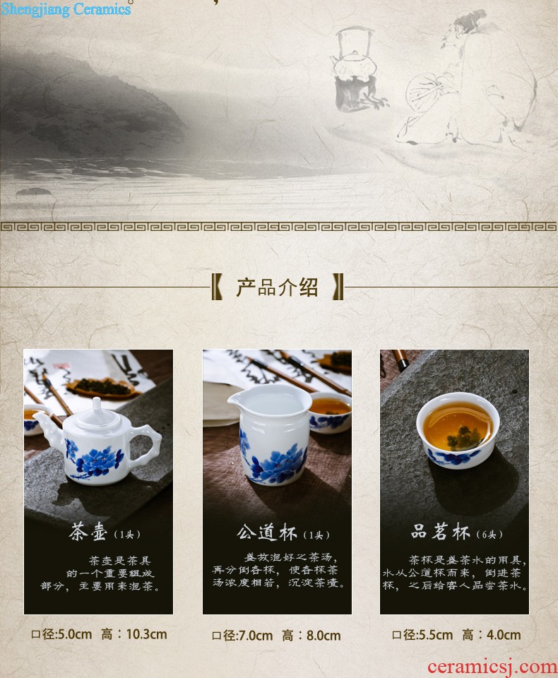 Nine domain jingdezhen blue and white color bucket honeysuckle archaize yongzheng grain glass ceramic tea set kung fu small tea cups