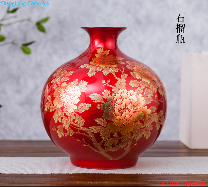 Archaize of jingdezhen ceramics kiln open yellow vase modern classical household adornment handicraft furnishing articles