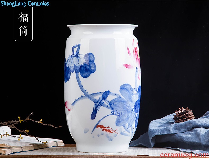 Contracted and contemporary jingdezhen ceramics vase carve shadow green rich ancient frame wine sitting room adornment home furnishing articles