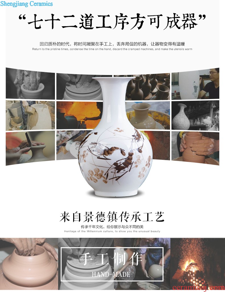 Jingdezhen ceramics hand-painted shrimp boring vase wine porch home decoration sitting room TV ark furnishing articles