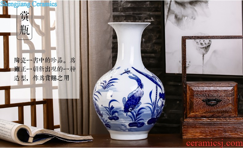 Jingdezhen ceramics hand-painted vases MeiHe double flower arranging clearer Chinese style home sitting room adornment is placed a gift