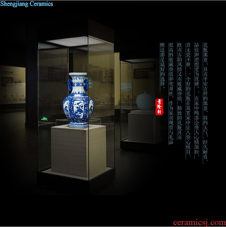 Jingdezhen ceramics vase antique blue-and-white large flower arranging new porch sitting room of Chinese style household act the role ofing is tasted furnishing articles