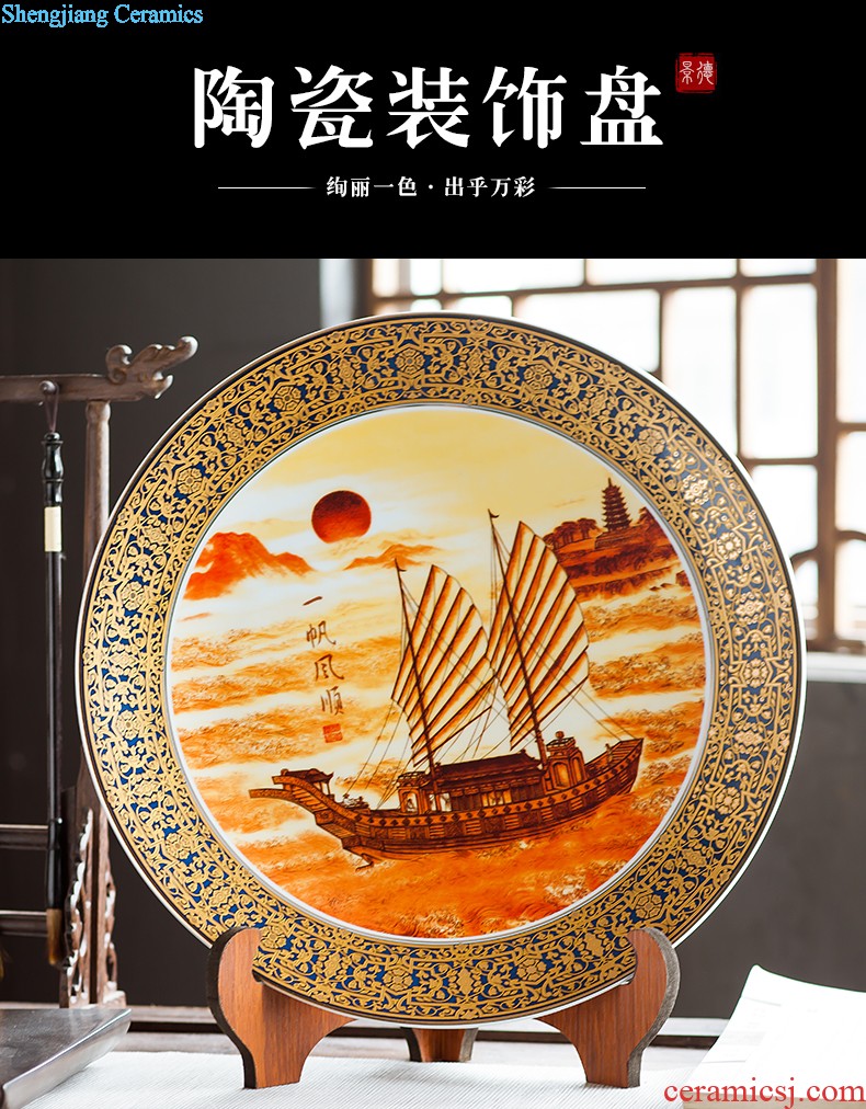 Jingdezhen ceramics furnishing articles household decorations hanging dish sitting room ark large Chinese arts and crafts decorative plate