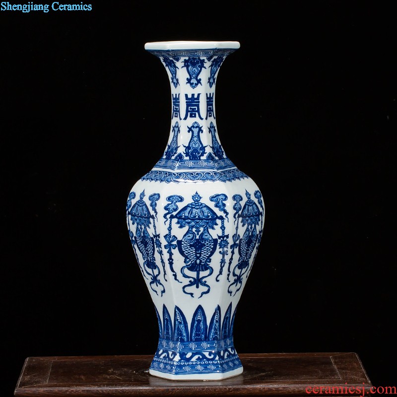 Jingdezhen ceramics vase antique blue-and-white large flower arranging new porch sitting room of Chinese style household act the role ofing is tasted furnishing articles