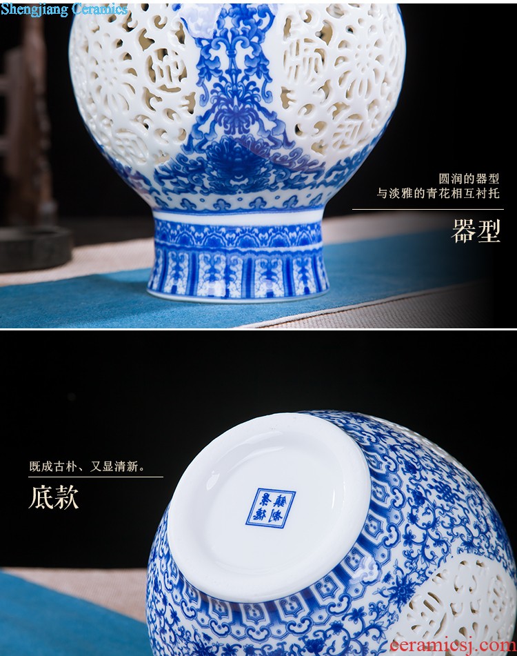 Jingdezhen ceramic knife clay hand-painted vases, flower arranging Chinese style household living room TV cabinet decoration handicraft furnishing articles