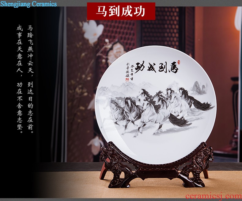 Porcelain of jingdezhen ceramics vase home sitting room place flower arranging three-piece wine plate handicraft ornament