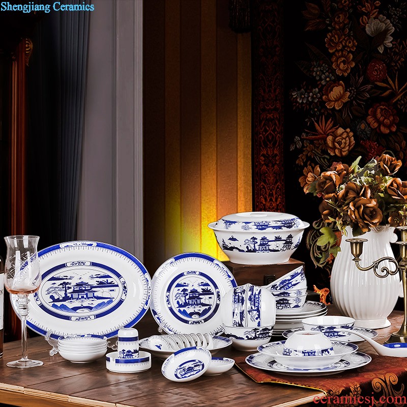 Bowl sets jingdezhen ceramic nine domain 56 skull porcelain tableware traditional glair pot microwave bowl plates