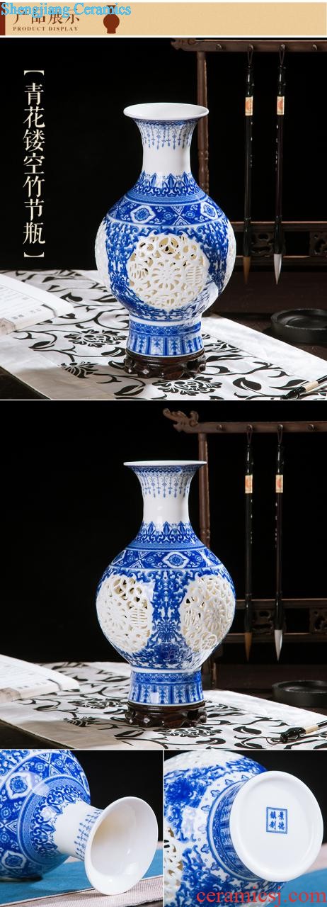 Jingdezhen ceramic knife clay hand-painted vases, flower arranging Chinese style household living room TV cabinet decoration handicraft furnishing articles