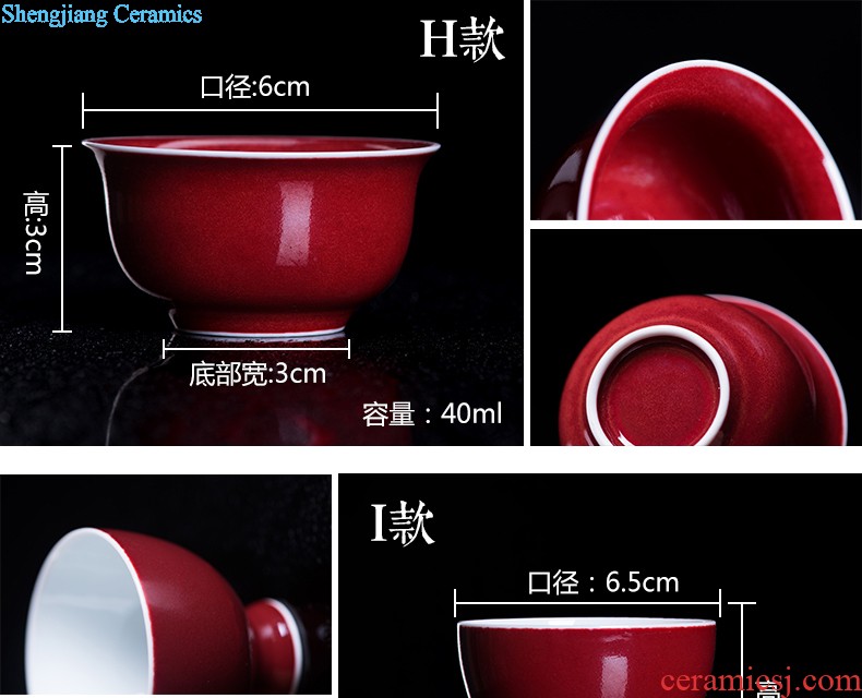 Master kung fu tea sample tea cup cup single cup personal cup tea cups of jingdezhen blue and white agate red plantain