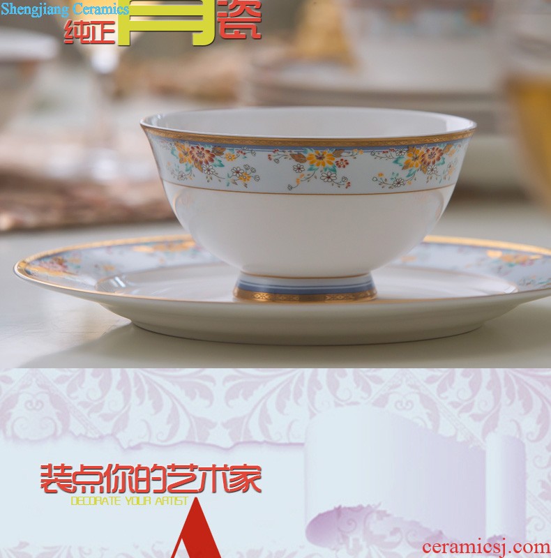 Jingdezhen porcelain tableware FanPan bone plate nine domain Glair microwave special 7.5 inches deep circular plates