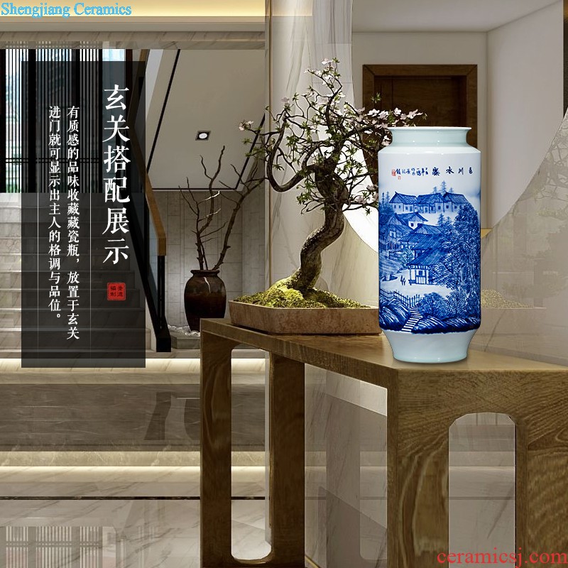 Jingdezhen ceramics vase antique blue-and-white large flower arranging new porch sitting room of Chinese style household act the role ofing is tasted furnishing articles