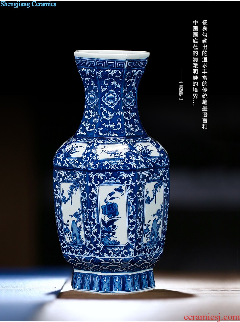 Jingdezhen ceramics vase antique blue-and-white large flower arranging new porch sitting room of Chinese style household act the role ofing is tasted furnishing articles