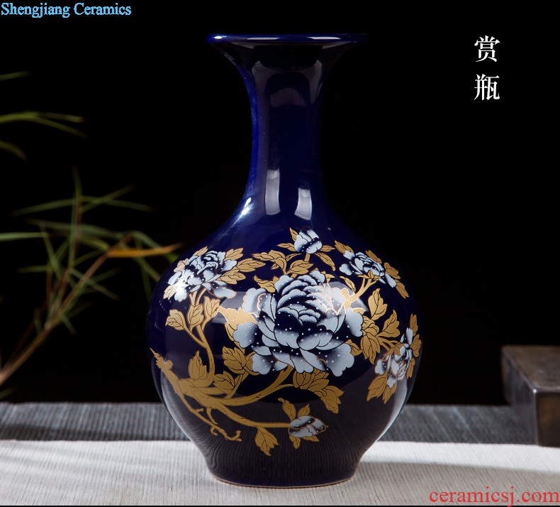 Jingdezhen ceramics archaize crack jun porcelain glaze borneol vase modern Chinese style living room home furnishing articles