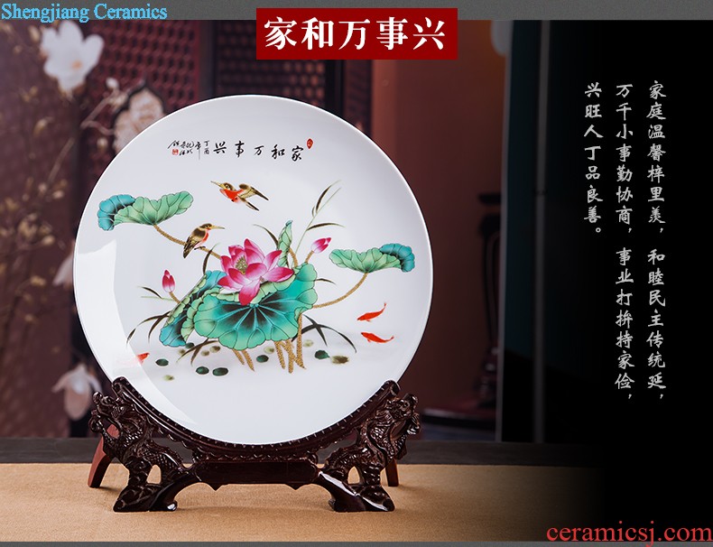 Porcelain of jingdezhen ceramics vase home sitting room place flower arranging three-piece wine plate handicraft ornament