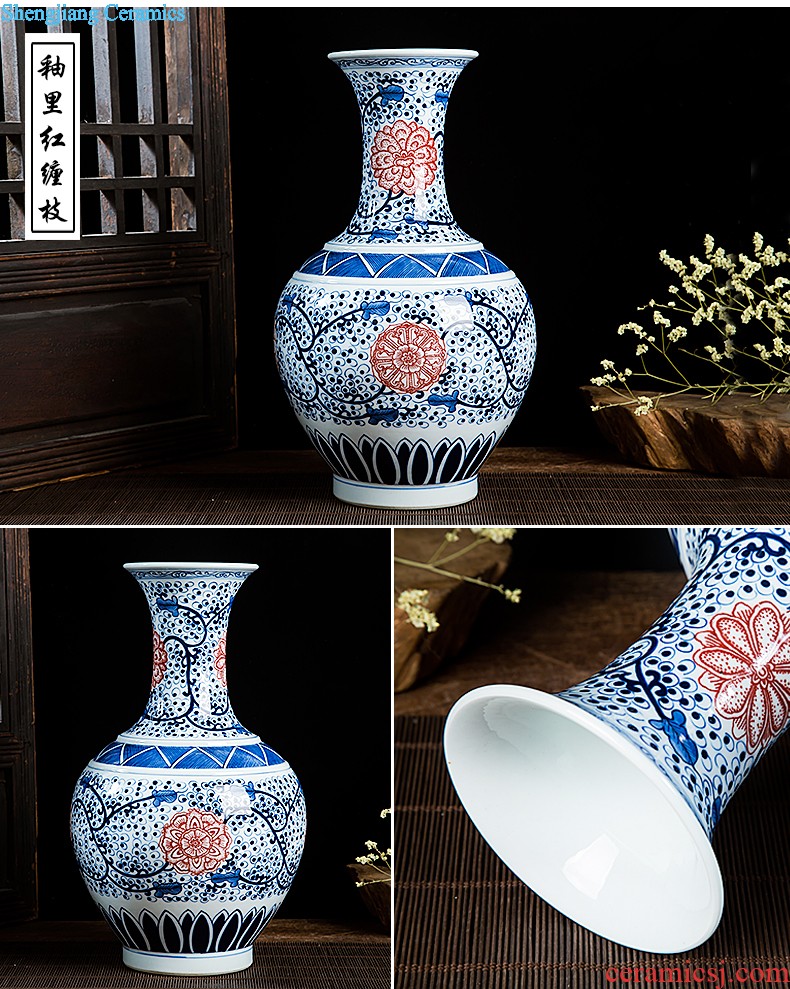 Jingdezhen ceramics big vase sitting room crafts flower arranging landing Chinese style household adornment office furnishing articles