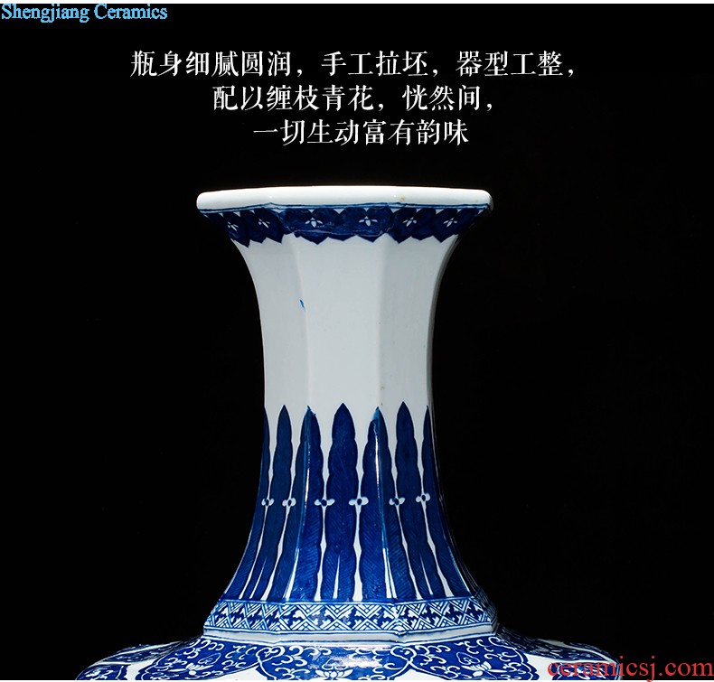 Jingdezhen ceramics vase antique blue-and-white large flower arranging new Chinese style household act the role ofing is tasted furnishing articles 50 cm high