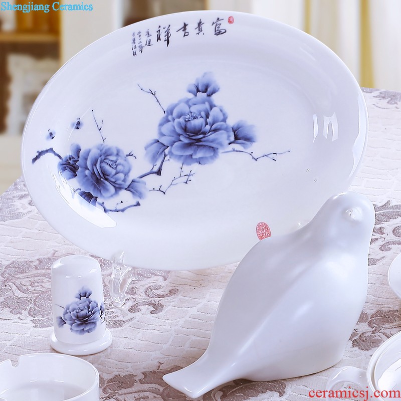 European blue and white porcelain of jingdezhen ceramic nine domain 56 skull porcelain tableware suit Glair dishes consolidation