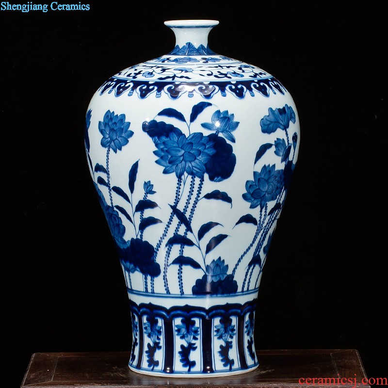 Jingdezhen ceramics vase antique blue-and-white large flower arranging new porch sitting room of Chinese style household act the role ofing is tasted furnishing articles