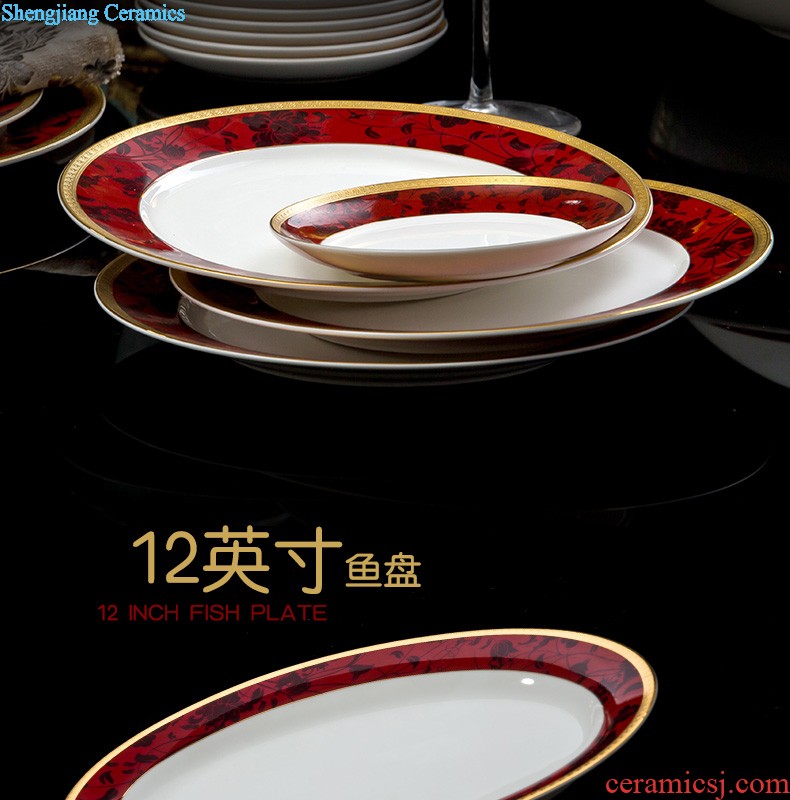 Home dishes suit High-grade bone China tableware jingdezhen ceramic bowl chopsticks nine domain suit European dishes porcelain