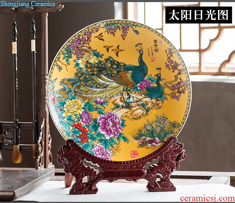 Jingdezhen ceramics furnishing articles household decorations hanging dish sitting room ark landscape decoration plate of Chinese arts and crafts