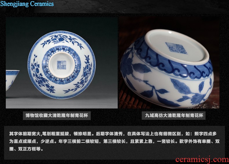 Blue and white dragon water lines Jingdezhen antique hand draw personal sample tea cup ceramic tea set kung fu tea cups