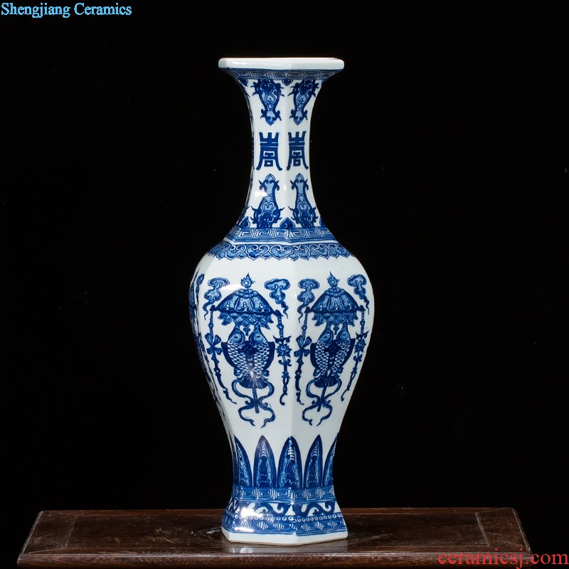 Jingdezhen ceramics vase antique blue-and-white large flower arranging new porch sitting room of Chinese style household act the role ofing is tasted furnishing articles