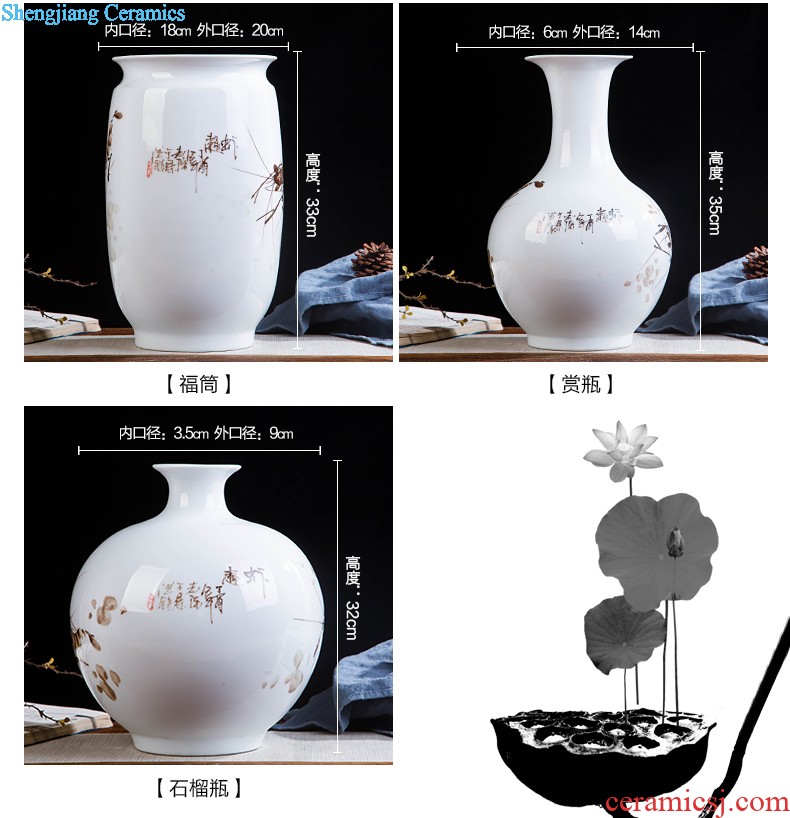 Jingdezhen ceramics hand-painted shrimp boring vase wine porch home decoration sitting room TV ark furnishing articles