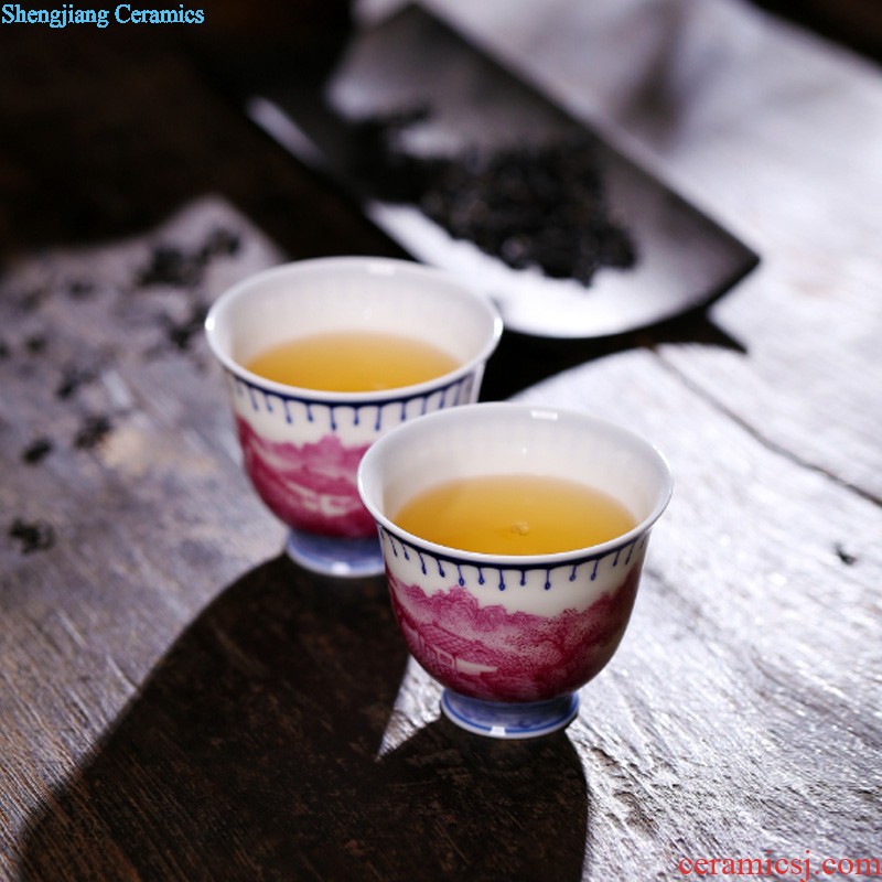 Kung fu tea cup Master sample tea cup cup of jingdezhen blue and white color bucket antique hand-painted ceramics make tea cup