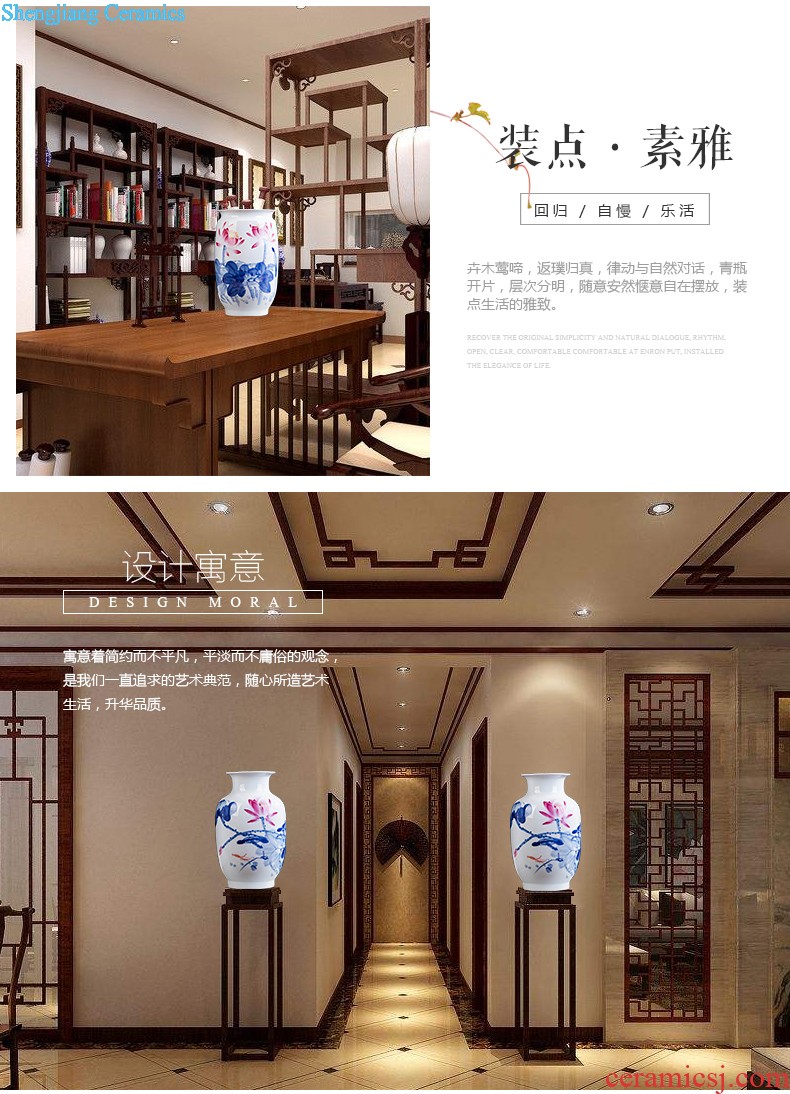 Contracted and contemporary jingdezhen ceramics vase carve shadow green rich ancient frame wine sitting room adornment home furnishing articles