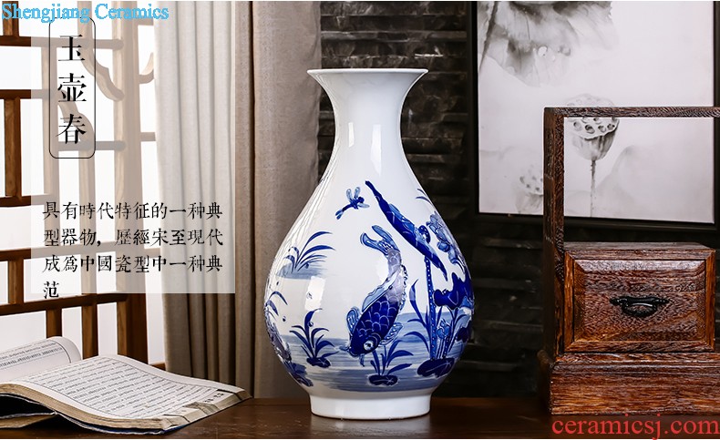 Jingdezhen ceramics hand-painted vases MeiHe double flower arranging clearer Chinese style home sitting room adornment is placed a gift